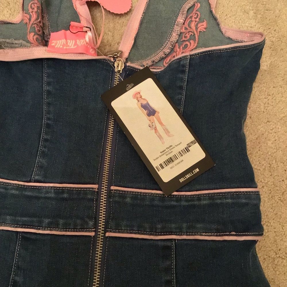 NWT Sugar Thrillz Rodeo Rendezvous Denim Romper - Picture 4 of 4